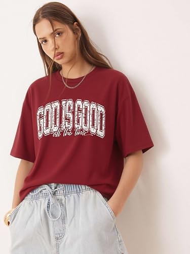 Christian Shirt for Women God is Good Shirts Womens Graphic Tshirts Jesus Shirt Bible Verse Inspirational Tee - color: Red, size: Small
