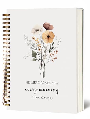 Bible Journal, A5 SpiralChristian Journal with Floral Notebook, HIS MERCIES ARE NEW EVERY MORNING, Bible Verse Gifts for Women Birthday Graduation Christmas, Sunday School, Office Supplies - color: White-3:23