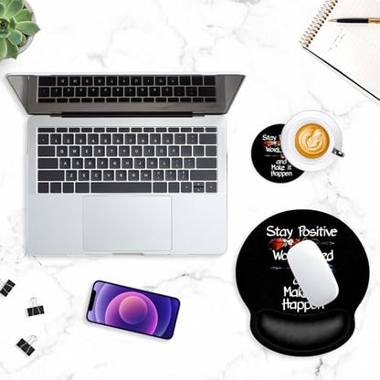ITNRSIIET Ergonomic Mouse Pad with Wrist Support Wrist Rest Smooth Surface Non-Slip Rubber Base Comfortable Office Supplies Pain Relief, 9.8 x 9.1 inches, Inspirational Quote Black - color: Inspirational Quote Black