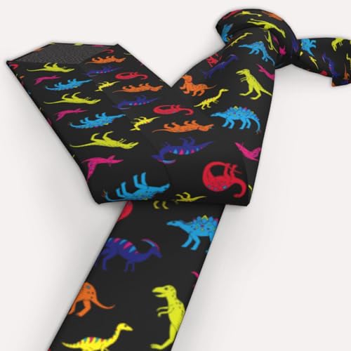 Men's Neckties, Novelty Printed Skinny Tie for Work Casual Party - color: Dinosaurs