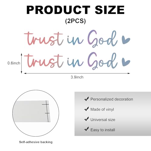 DXNQ 2PCS Trust in God Rearview Mirror Decals, Automotive Vinyl Rear View Mirror Decorative Stickers, Waterproof Trust in God Stickers for Car Truck Laptop, Car Accessories (Colorful) - color: Colorful, size: 2PCS