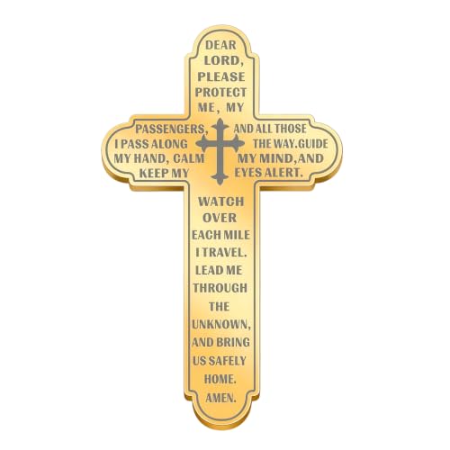 Cross Prayer Visor Clips for Car, Religious Cross Auto Visor Clips Spiritual Charm, Christian Safety Blessing Sunvisor Ornament Interior Decor for Most Vehicles, Car Accessories (Golden) - color: Golden