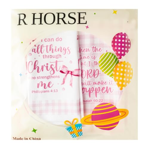 R HORSE 5 Pack Pink Bow Bible Verse Kitchen Dish Towels - color: Christian Pink Bow