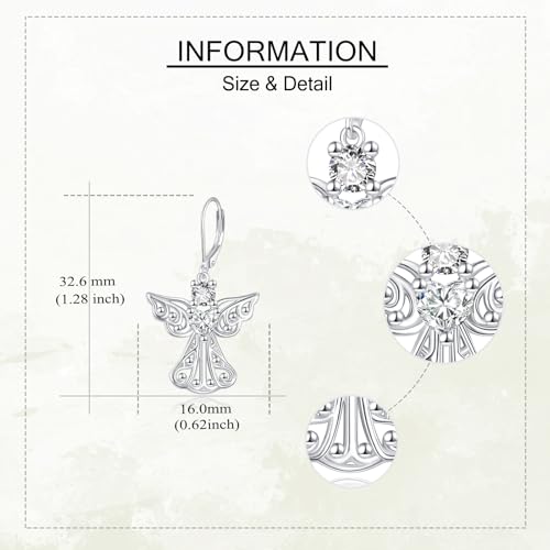 URONE Guardian Angel Earrings 925 Sterling Silver Delicacy Angel Dangle Earrings Jewelry Gifts for Women