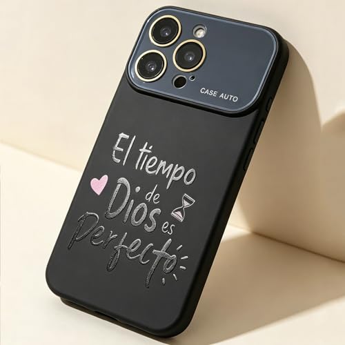 for iPhone 16 Pro Case God's Timing is Perfect Spanish Bible Verse Phone Case, Full Camera Lens Protection, Shockproof Drop Resistant Durable Cover (Black, iPhone 16 Pro) - color: black, size: iPhone 16 Pro