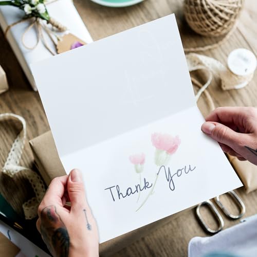 Teling 200 Set Thank You Cards with Envelopes Bulk, 6 x 4 Inch Blank Thank U Greeting Notes with Brown Kraft Envelopes Stickers Thankyou Card Set for Graduation Wedding Birthday Baby Shower(Navy Blue) - color: Navy Blue