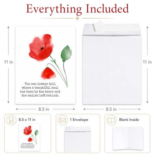 Andaz Press Jumbo Sympathy Card with Envelope, Sorry For Your Loss Card, A Beautiful Soul, Premium Condolences Card with Big Blank Space to Send to Friends, Family, 8.5" x 11", 1-Pack - color: A Beautiful Soul