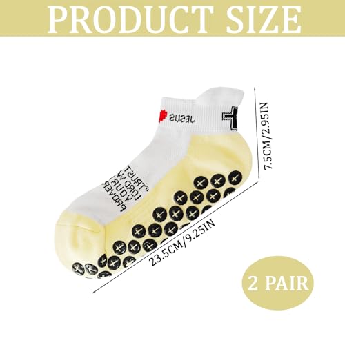 Christian Soccer Socks,Cross Grip Anti Slip Religious Football Socks with Rubber Dots for Youth and Men - color: 2 Pcs Yellow(men's)