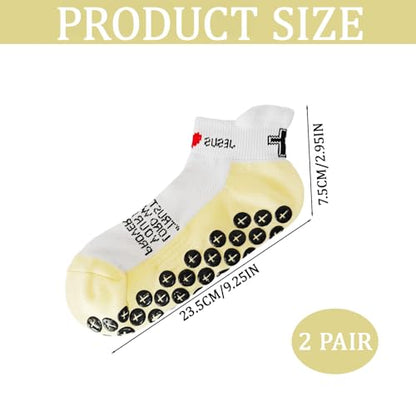 Christian Soccer Socks,Cross Grip Anti Slip Religious Football Socks with Rubber Dots for Youth and Men - color: 2 Pcs Yellow(men's)
