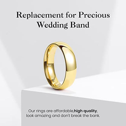 King Will 316L Wedding Band for Men Women, 4-8mm I LOVE YOU Dome Size 4-15 - color: B-Gold-Plated-6mm