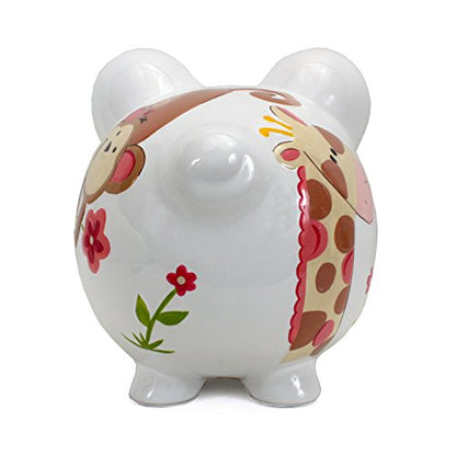 Child to Cherish Ceramic Piggy Bank for Girls, Jungle Jill - color: Jungle Jill