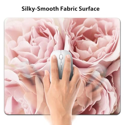 Romantic Soft Pink Roses Mouse Pad, Pastel Flower Closeup Floral Desk Mat - color: Pink