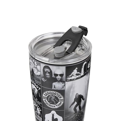 20 Oz Big foot Tumbler – Sasquatch Travel Cup for Men & Women, Funny Cryptid Coffee Mug, Big Foot Lover Gift, Keeps Drinks Hot & Cold - color: Big foot Black White