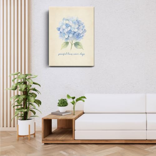 BEASTZHENG Peaceful Warm Days Hydrangea Canvas Wall Art Room Wall Ornament - color: Warm days