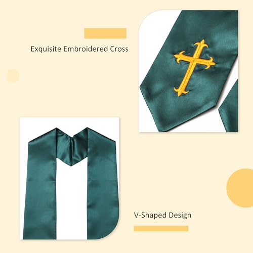 Clergy Stole & Choir Stole with Embroidered 60/72" - color: Forest Green, size: 72 inch