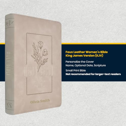 Personalized KJV Small Print Bible for Adult, Name Engraved, Standard Size - color: Taupe