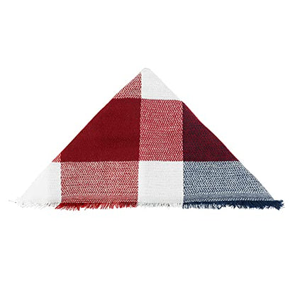 American Trends Scarfs for Women Winter Triangle Scarf Classic Plaid Warm Scarf Soft Scarves Knitted Wrap Shawl - color: Triangle Red & White & Blue