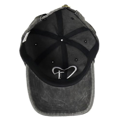 Vintage Dad Mom Baseball Cap with Heart Cross, Religious Jesus Hat