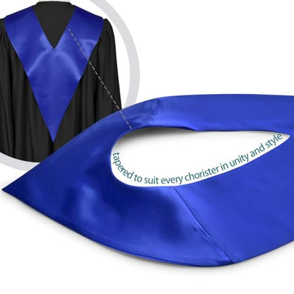 Premium Choir V Stole - Solid Color - Satin - Unisex - color: Royal Blue