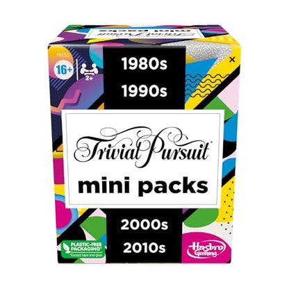 Hasbro Games Trivial Pursuit Mini Packs Multipack, Fun Trivia Questions for Adults and Teens Ages 16+, Includes 4 Game Featuring 4 Decades