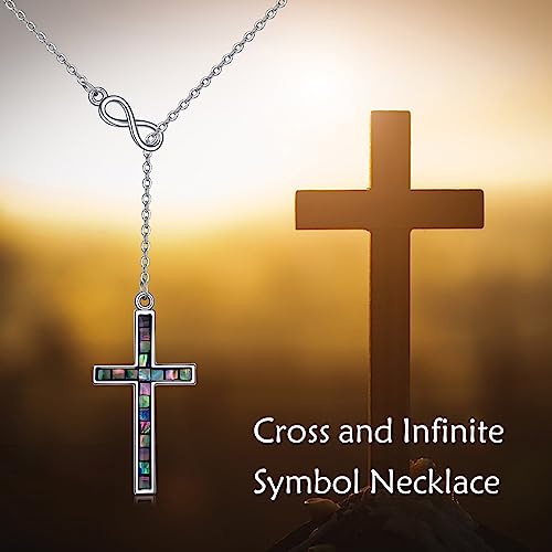 YFN Cross Necklace Sterling Silver Religious Cross Pendant Jewelry Christian Gifts for Women Men - style: D. Abalone Shell