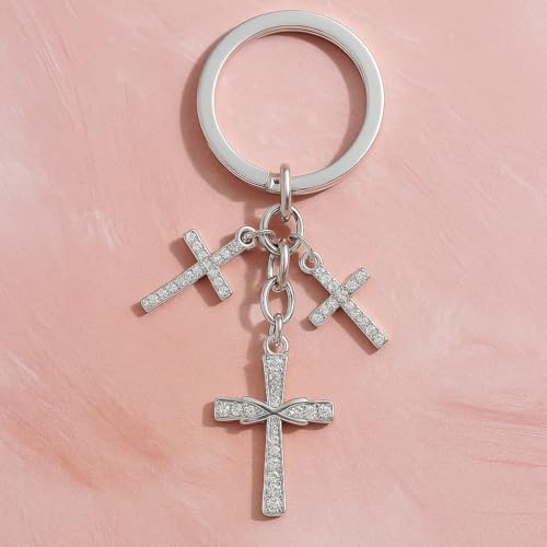 Cross Keychain – Cool Keychains Gifts for Christian, Baptism, Holidays, Keychains for Car Keys - color: Cross3