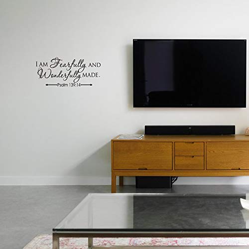 I AM Fearfully and Wonderfully Made Psalm 139:14 Vinyl Wall Decal Bible Scripture Inspirational Quotes Wall Art Religious Décor