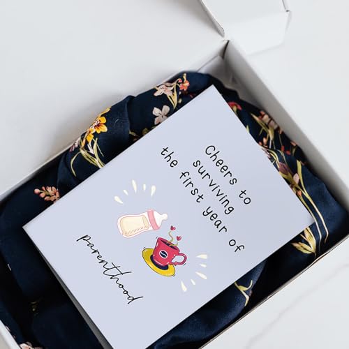 Funny Baby 1st Birthday Card - Celebrating Parenthood & Surviving the First Year - color: #99