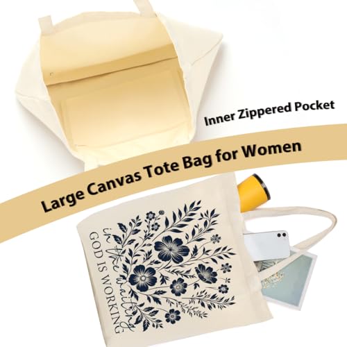 Christian Gifts for Women, Canvas Tote Bag, Faith Gifts for Women Girl Sister Inspirational Religious Gift Birthday - color: Navy Floral Christian 757