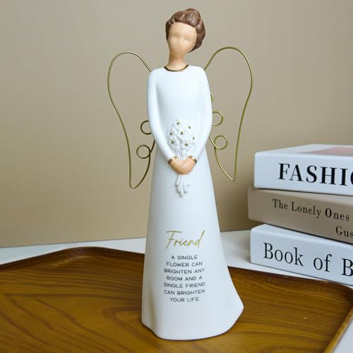 Ceramic Angel Figurines of Friendship, Friendship Gifts for Women Small Figurines Angel Statue for Women Memorial Gifts Remembrance Gift, Thanksgiving and Home Decor (Friend Angel) - color: Friend Angel