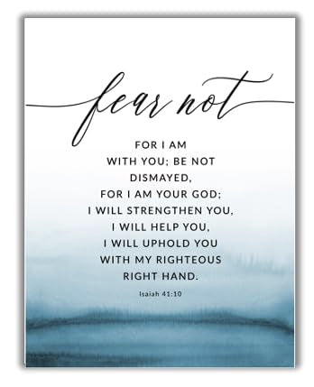 Isaiah 41:10 Fear Not Bible Verse Wall Art, Christian Bible Verse Prints, Blue Watercolor Design, Religious Home Decor, Inspirational Poster - 11x14 Poster Print - UNFRAMED