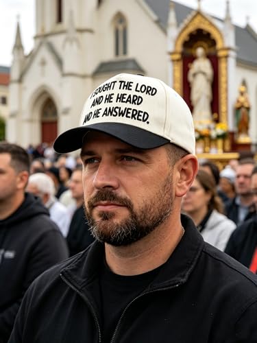 Waldeal Christian Hat - I Sought The Lord and He Heard and He Answered Trucker Hat, Religious Gifts for Men Women - color: Black