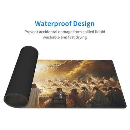 Jesus and The Faithful Mouse Pads for Desk,Classic Oil Painting Styles,Large Extended Full Desk Mouse pad,for Office,Computer,Keyboard,Laptop and Study,11.8x31.5x0.12 inch Large Design
