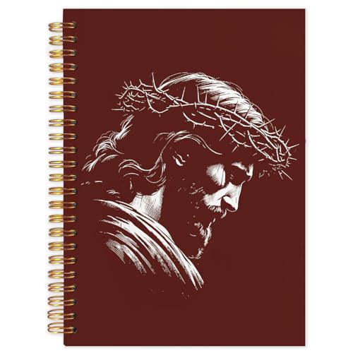 WUCHJ Red Crown of Thorns Jesus Christian Notebook, Religious Jesus Journal, Religious Prayer Spiral Notebook Journal for Note Taking, Christian Faith Based Gifts for Women Men, 5.5x8.5 Inch - color: red Jesus with crown of thorns