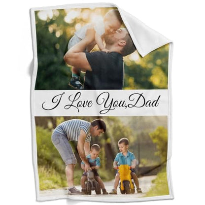inkArts Personalized Blanket, Custom Blanket with Photo, Customized Picture Blankets, Custom Photo Blankets, Personalized Fathers Day Blanket Gifts for Dad Baby Kid Family - color: 2 Photos-2