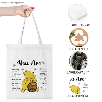 Cute Pooh Bear Aesthetic Reusable Tote Bag, Funny Gifts for Women Friends - color: You