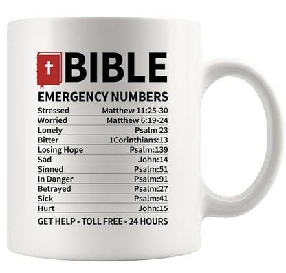 Panvola Bible Emergency Numbers Christian Mugs For Women Mug 11oz White