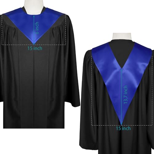 Premium Choir V Stole - Solid Color - Satin - Unisex - color: Royal Blue