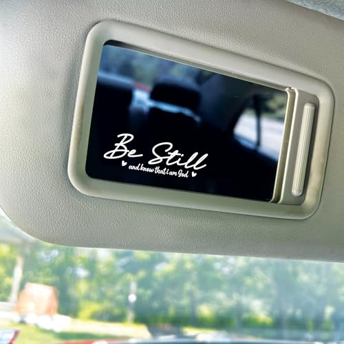 Set 2 Pcs Be Still and Know That I am God Rearview Mirror Decal Funny Christian Bible Verse Sticker Water Bottle Window Vinyl Waterproof 3,5x1,2 inch Car Decals for Friend Coworker Dad Mom - color: Be Still and Know That I Am God