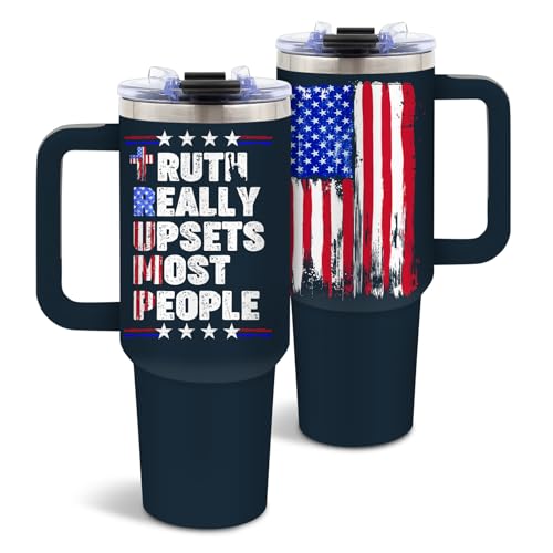 DUUV American USA Flag Tumbler 40oz, Insulated Blue 4th of July Cup Gifts - color: Truth Flag