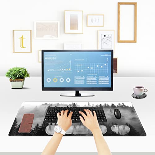 ToLuLu Extended Gaming Mouse Pad, Ergonomic Keyboard Mouse Wrist Rest Set - color: Tree Forests