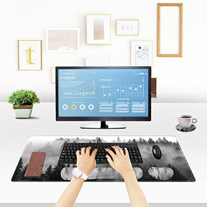 ToLuLu Extended Gaming Mouse Pad, Ergonomic Keyboard Mouse Wrist Rest Set - color: Tree Forests