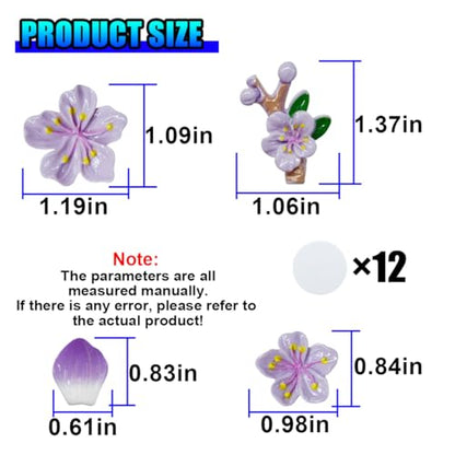 5PCS Peach Blossoms Car Dashboard Decoration (Purple) - color: Purple