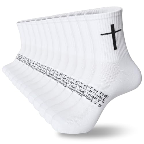 6 Pairs Christian Cross Socks Prayer Stockings with Bible Verse for Church & Daily Wear Christian Gift for Christmas - color: Proverbs 3:5 - White