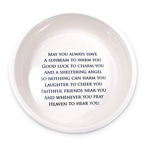 Susabella - Ceramic Round Keepsake Box With Green Irish Blessing & Shamrock