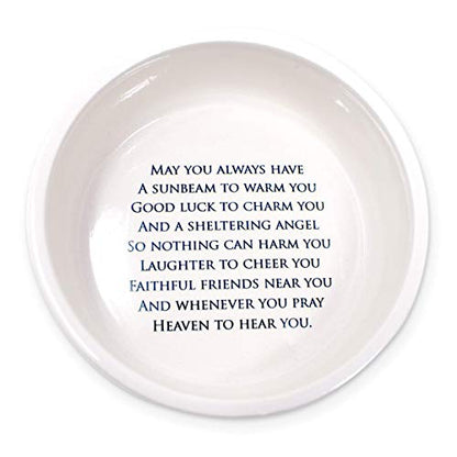 Susabella - Ceramic Round Keepsake Box With Green Irish Blessing & Shamrock