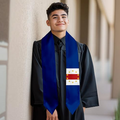 Graduation Satin Sash Scarf 72" Stole - color: Cape Verde Flag