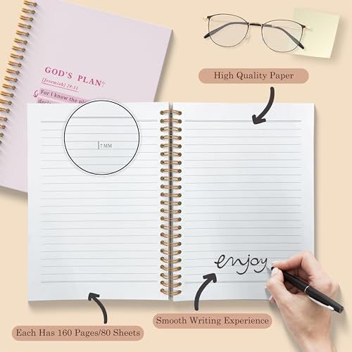 Pink Christian Spiral Notebooks, Jeremiah 29:11 Bible Journaling Notebook, Religious Prayer Journal for Woman, Church Notes Notebook, Christian Gifts for Women, 5.5x8.3 Inches - color: Gods Plan