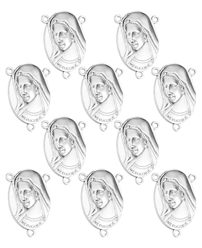 COTTVOTT St Benedict,Our Lady of Guadalupe Medal for DIY Jewelry Making,Virgin Mary Christ Jesus Rosary Center Connection Part - color: 10pcs-Medugorje Medal