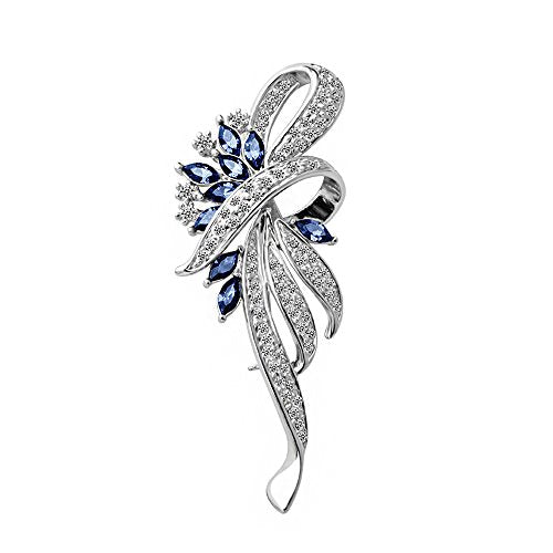Merdia Created Crystal Brooch Fancy Vintage Style Flower Brooch Pin for Women, girls, ladies with Blue/Purple Created Crystal | Vintage Fashion | Brooches and Pins for Women | Ladies Jewelry - color: Blue